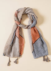 Allover Print Tassel Decor Scarf Sai Feel